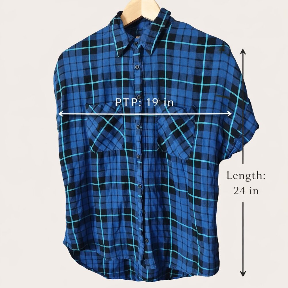 Como Vintage Petite Plaid Button Front Blouse Size Small - Picture 2 of 8